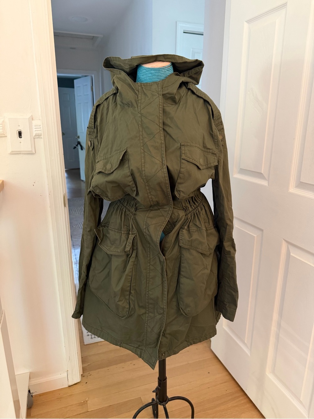 BCBGeneration Olive Green Hooded Utility Jacket